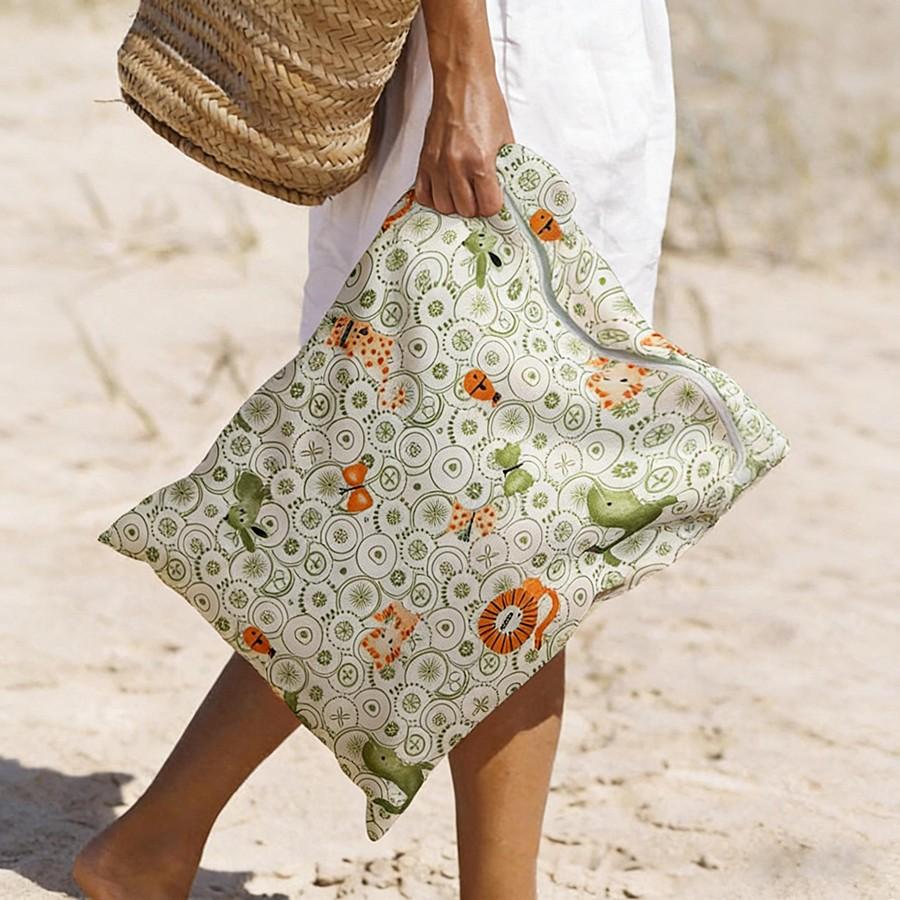 Reusable Diaper Storage Bag for Cloth Diapers & Breast Pump Parts, Dual Zipper Design, Portable Handle, Ideal for Beach Gym Travel