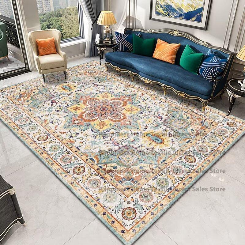 Vintage Persian Medallion Flannel Area Rug - Traditional Oriental Boho Print Soft Mat for Living Room, Non-Slip Ethnic Home Decor #VintagePersianRug #OrientalMedallionMat #BohoEthnicDecor #TraditionalCarpet #NonSlipFlannelRug