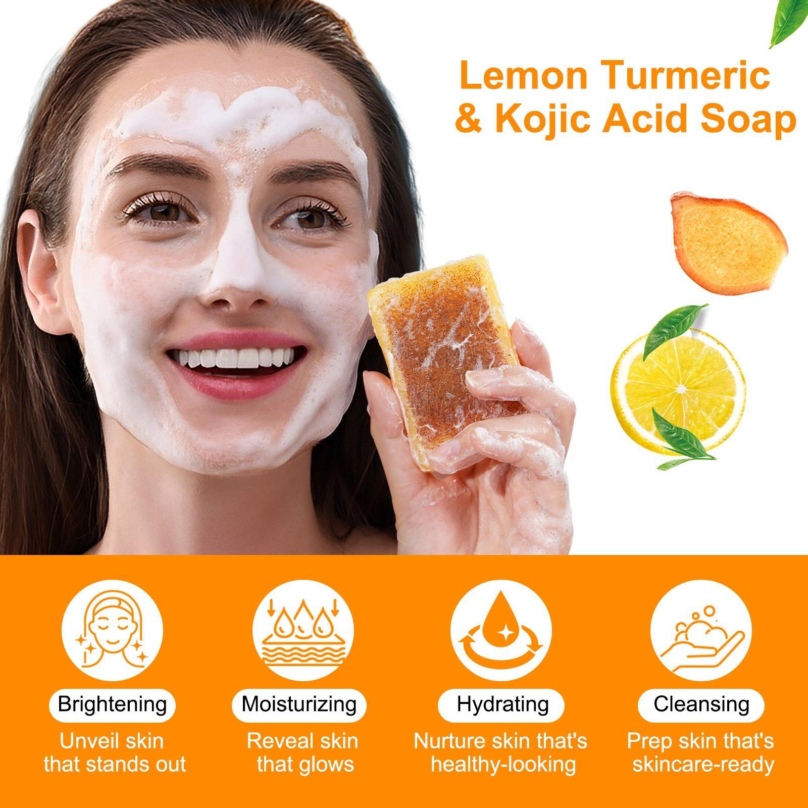 Lemon Turmeric Soap Bar 100g, Gentle Cleaning Formula, Eliminates Odors, Maintains Personal Hygiene, Mild Scented Soap for Daily Use, Gentle Cleansing Soap