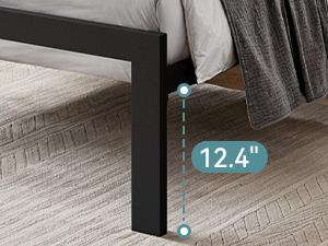 HOOMIC Twin/Full/Queen/King Upholstered Metal Bed Frame - 【Frame Only No Mattress】Finely Stitched Headboard in Faux Leather/Linen, Robust Noise-Free Design, Black/Dark Grey, #TikTokShopBacktoSchool