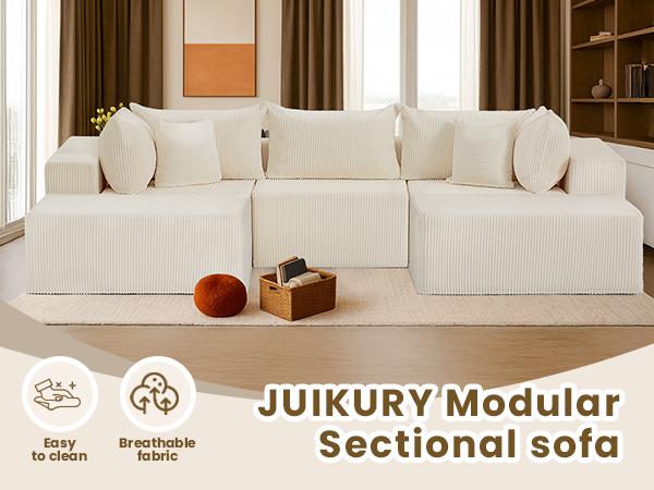 Juikury Cloud 4-6 Seat Sectional Couch,DIY Combination Sectional Couches Modular Sofa with Deep Seat Reversible Ottoman for for Living Room Bedroom