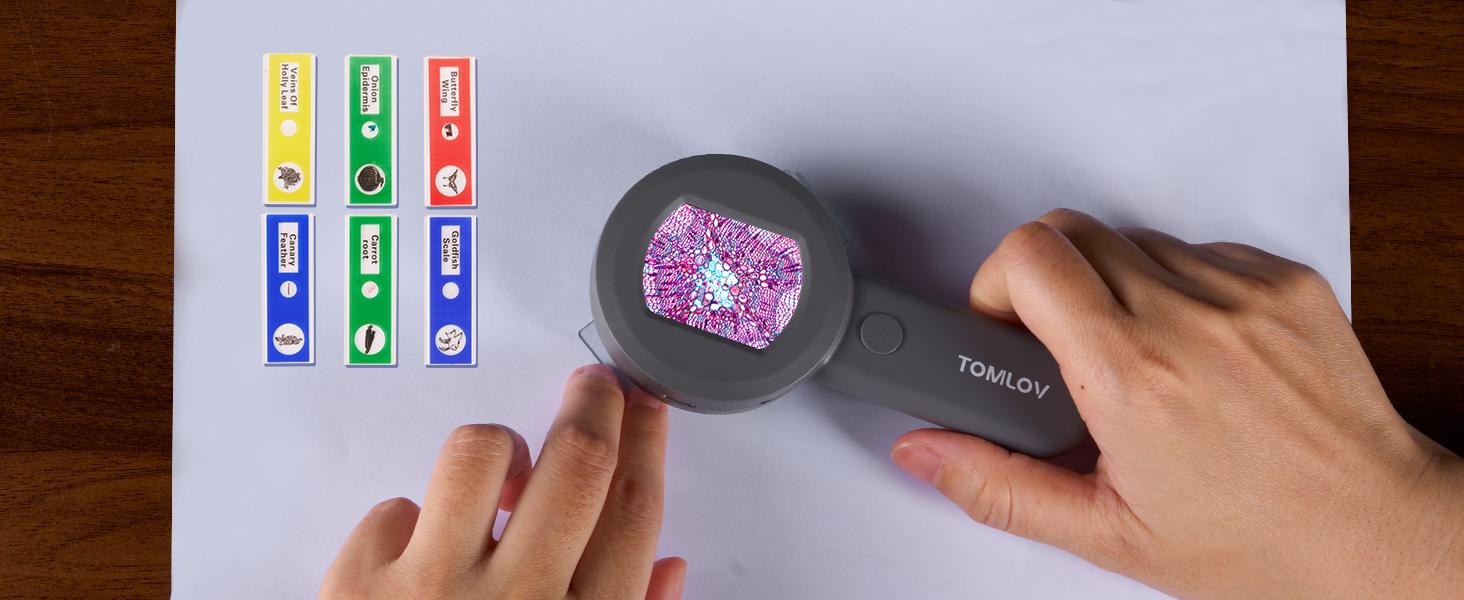 TOMLOV P10 Microscope for Adults Kids, Portable 100X Illuminated Jewelers Loupe, Handheld Coin Magnifier with Light for Collectors, Pocket Trichome Magnifying Glass, Digital Microscope with 2" Screen