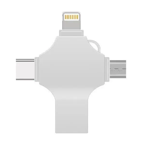 4 in Phone Flash Drive Compatible With Apple Lightning And Android OTG High Speed Portable Memory Stick 128gb 256gb External Storage For Iphone Ipad Samsung Huawei And More Smart Devices