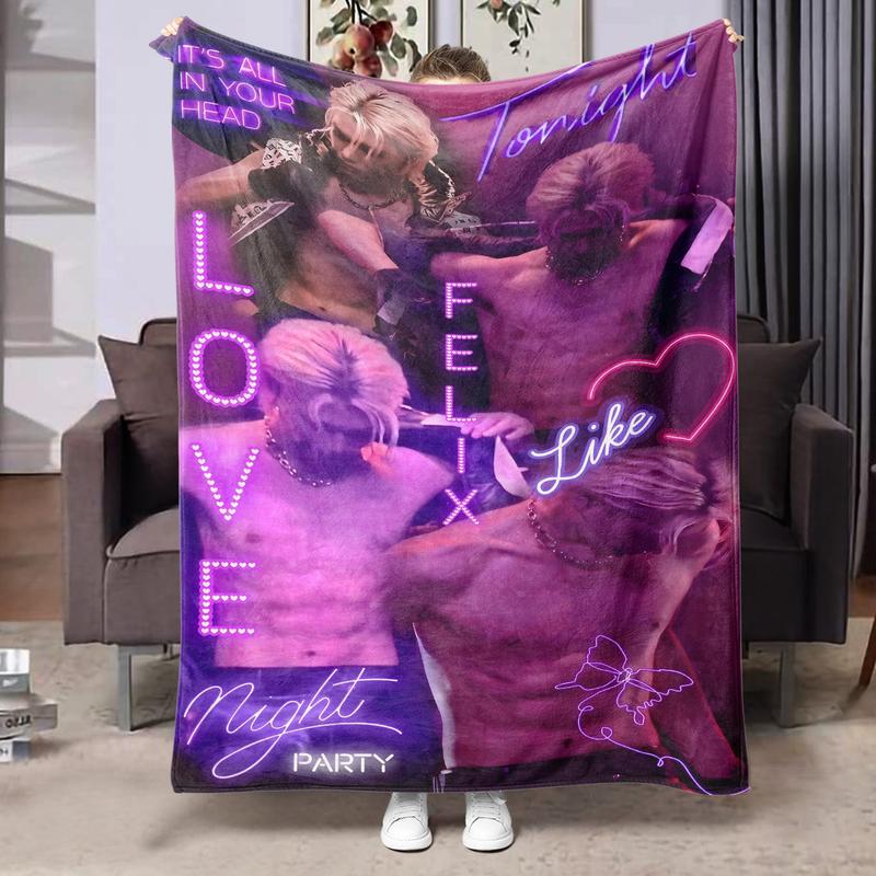 Neon Idol Felix Flannel Blanket, Soft Skin-Friendly Warmth, Perfect Gift for Fans, Home & Dorm Decor, Trendy Design