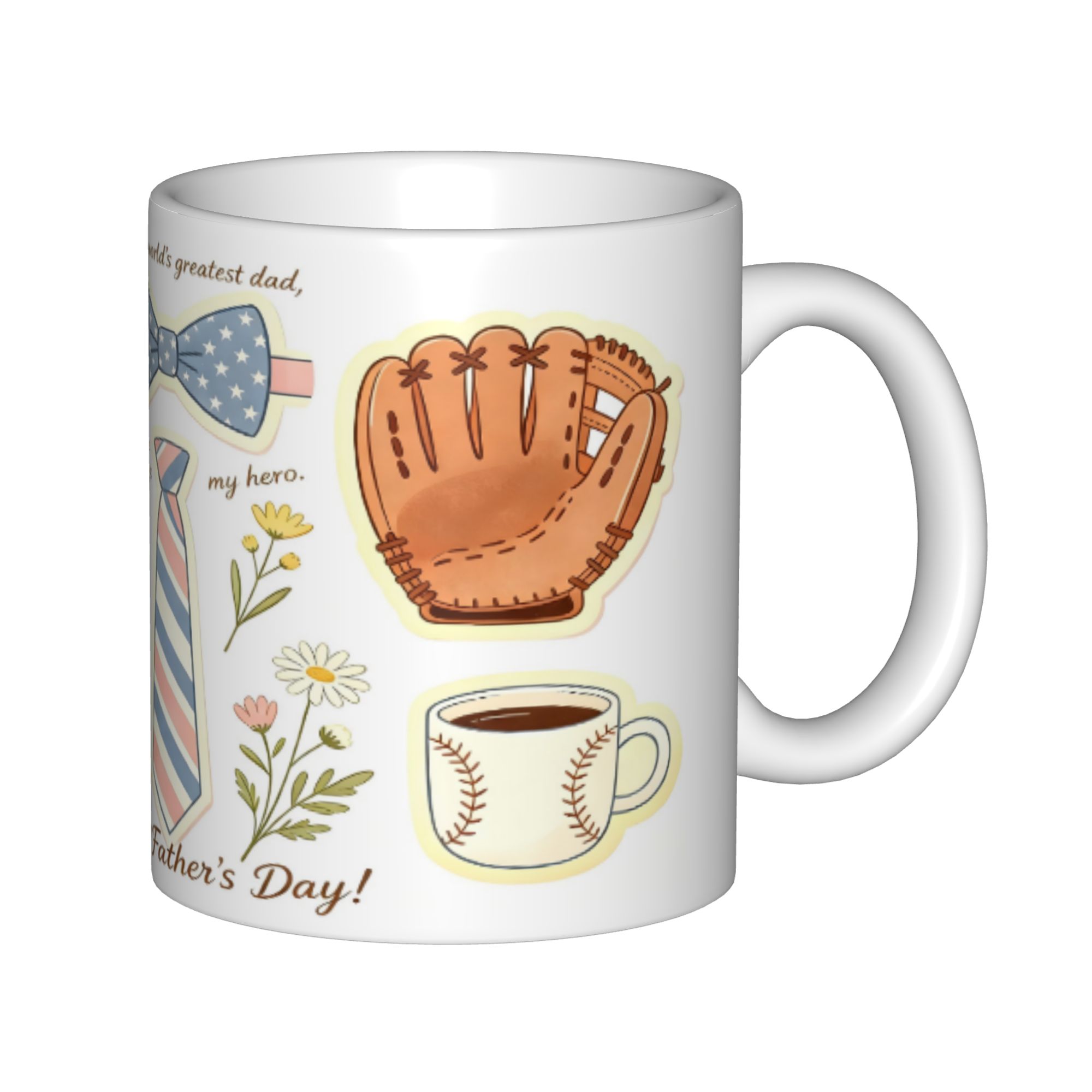 Father's Day Personalized Printed  Unique Pattern Ceramic Coffee Cup for Birthday Gift Office Use Heat Resistant Easy to Clean 11oz  Set mug
