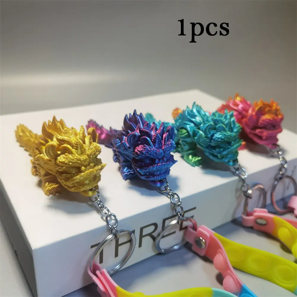 3D Printing Lion Key Chain Pendant Stress Relief Decoration Chinese Lion Dance Gift for Birthday and Holidays, Collectible Keychains