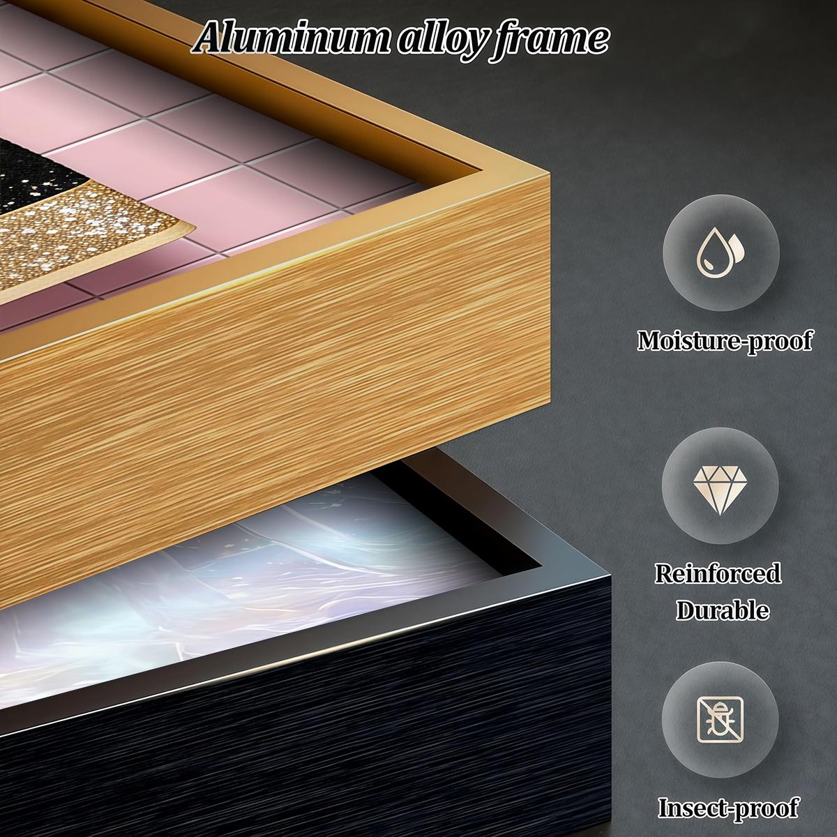 3 Counts Aluminum Alloy Framed Painting, Sparkling Bathroom Luxury Cloud And Curtain Art Pictures, Home Decoration For Living Room, Bedroom, Office, Restaurant, Hallway Wall Decor, Odorless Print Artwork, Luxury Perfect Gift For Friends And Family