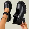 Women's Thick Sole Heart Buckle Round Toe Mary Jane Shoes, Fashion Outdoor Versatile Style, Suitable for Daily and School Wear
