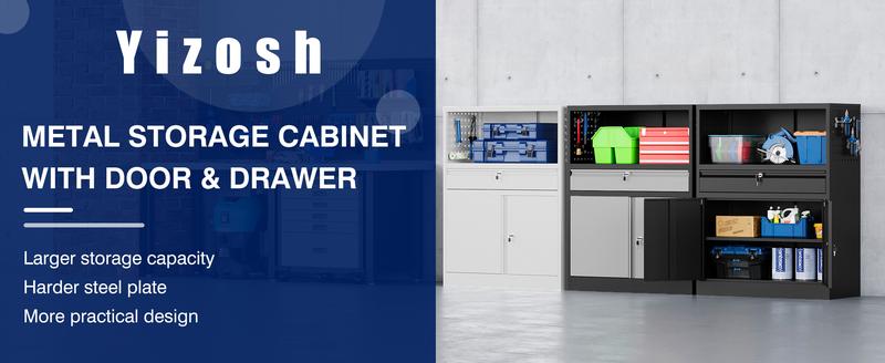 Letaya Metal Garage Storage Cabinet with Locking Doors and Adjustable Shelves, Tool Storage Cabinet with 1 Drawer - 41" Steel Locking Cabinet for Garage,Warehouse