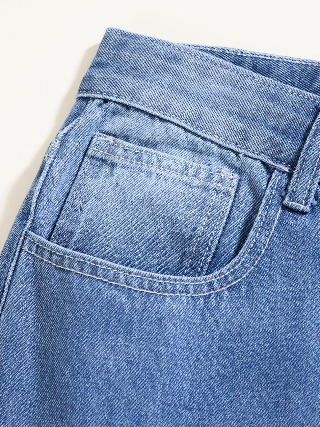 Men's Retro Washed Loose Fit Straight Leg Jeans, Casual Ripped Denim, Patchwork Faux Fur Hem, Pleated Design, Y2K Streetwear, All Seasons