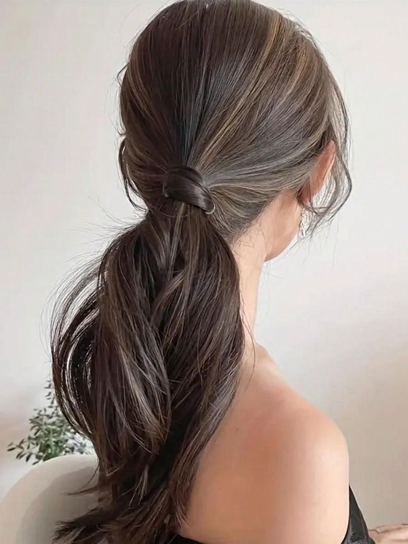 Wig Elastic Hair Ties，Simulation Hair Extensions and Braided Hair Accessories，High Elasticity Women's Wig, Hair Loop, Hair Tie, Rubber Band, Red Headband, Simple Imitation Silky Invisible Headwear, Net， Invisible Hair Band for Ponytail,