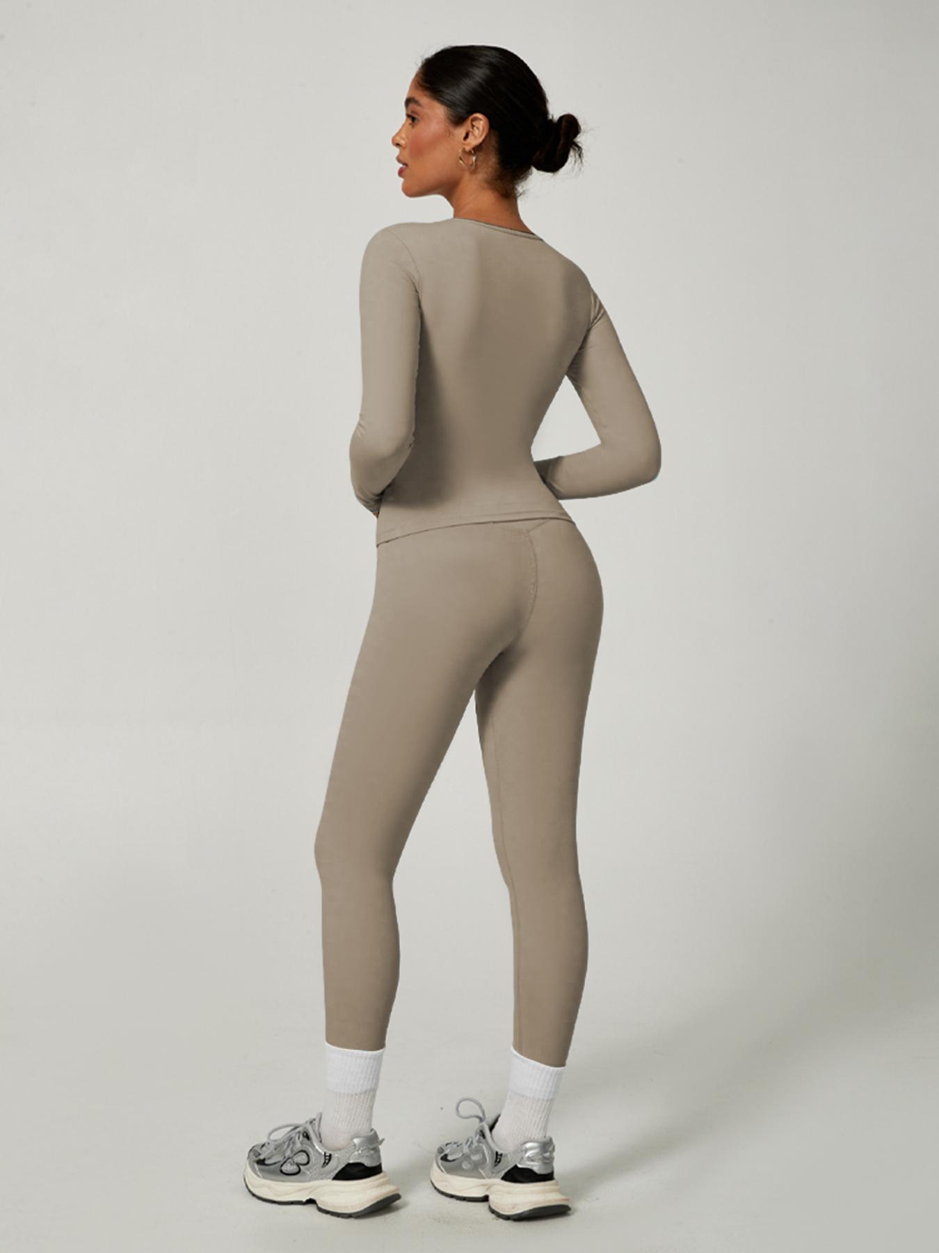 Women's Sporty Solid Color Top & Pants Set, Comfortable Tee & Slim Fit Leggings, Ideal for Daily Yoga & Fitness Activities