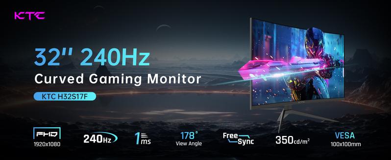 KTC 32" FHD 240Hz 1ms  HVA 1500R Curved Gaming Monitor, 3-year warranty, H32S17F