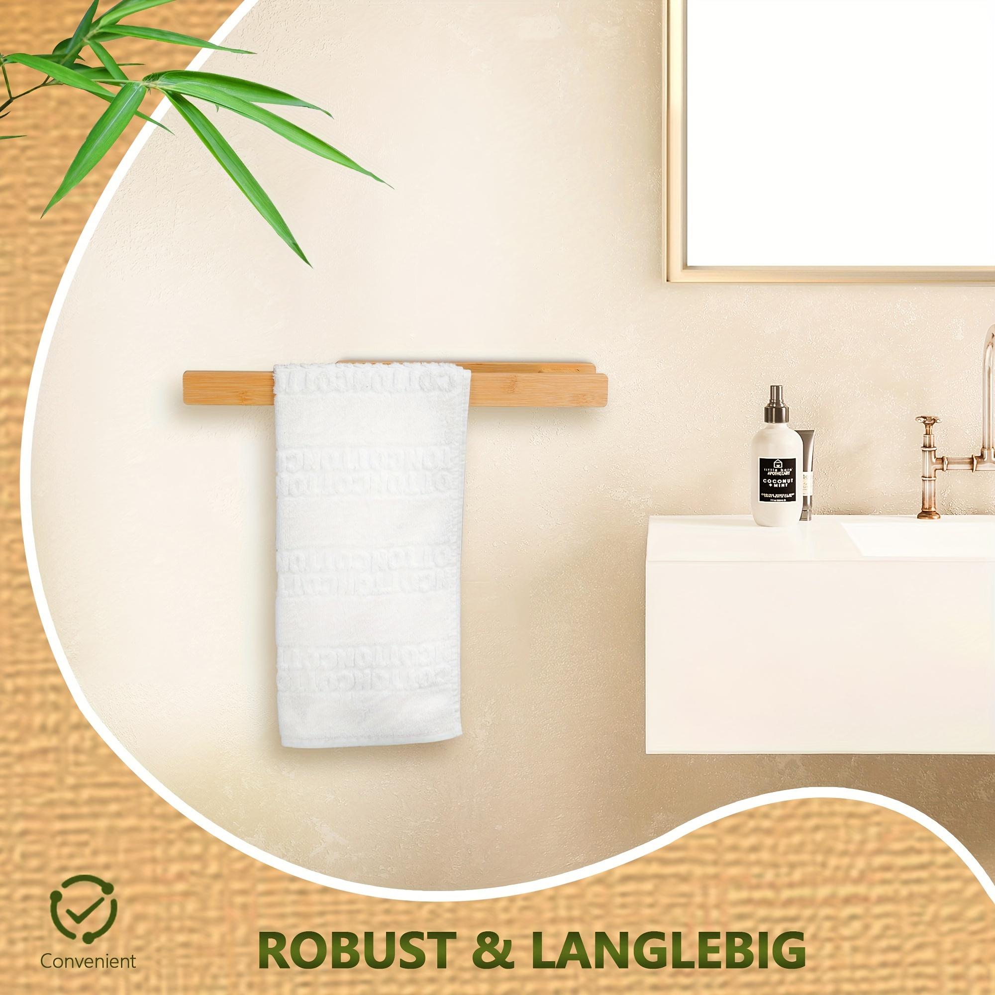 Easy-Install Solid Wood Towel Rack - Space-Saving, No-Drill Wall Mount for Bathroom & Kitchen Storage