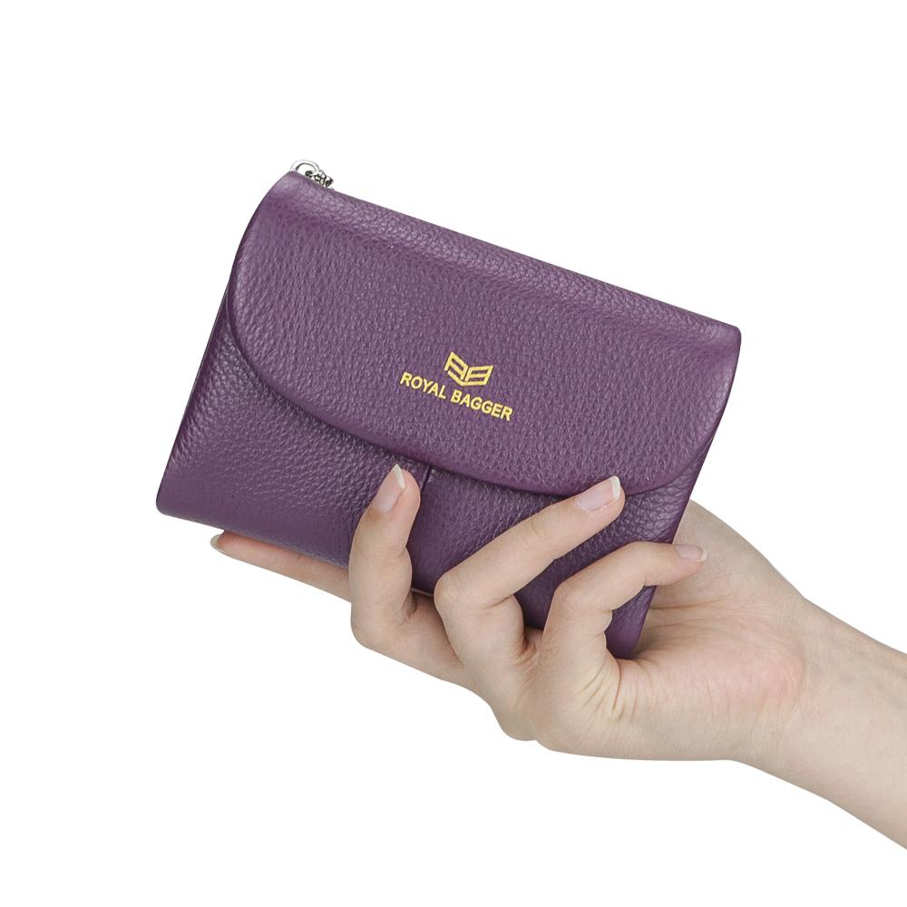 Royal Bagger RFID Blocking Women's Short Wallet Genuine Leather Multi-card Slots Card Holder Trifold Purse Magnetic Opening 2063 SpringStatements