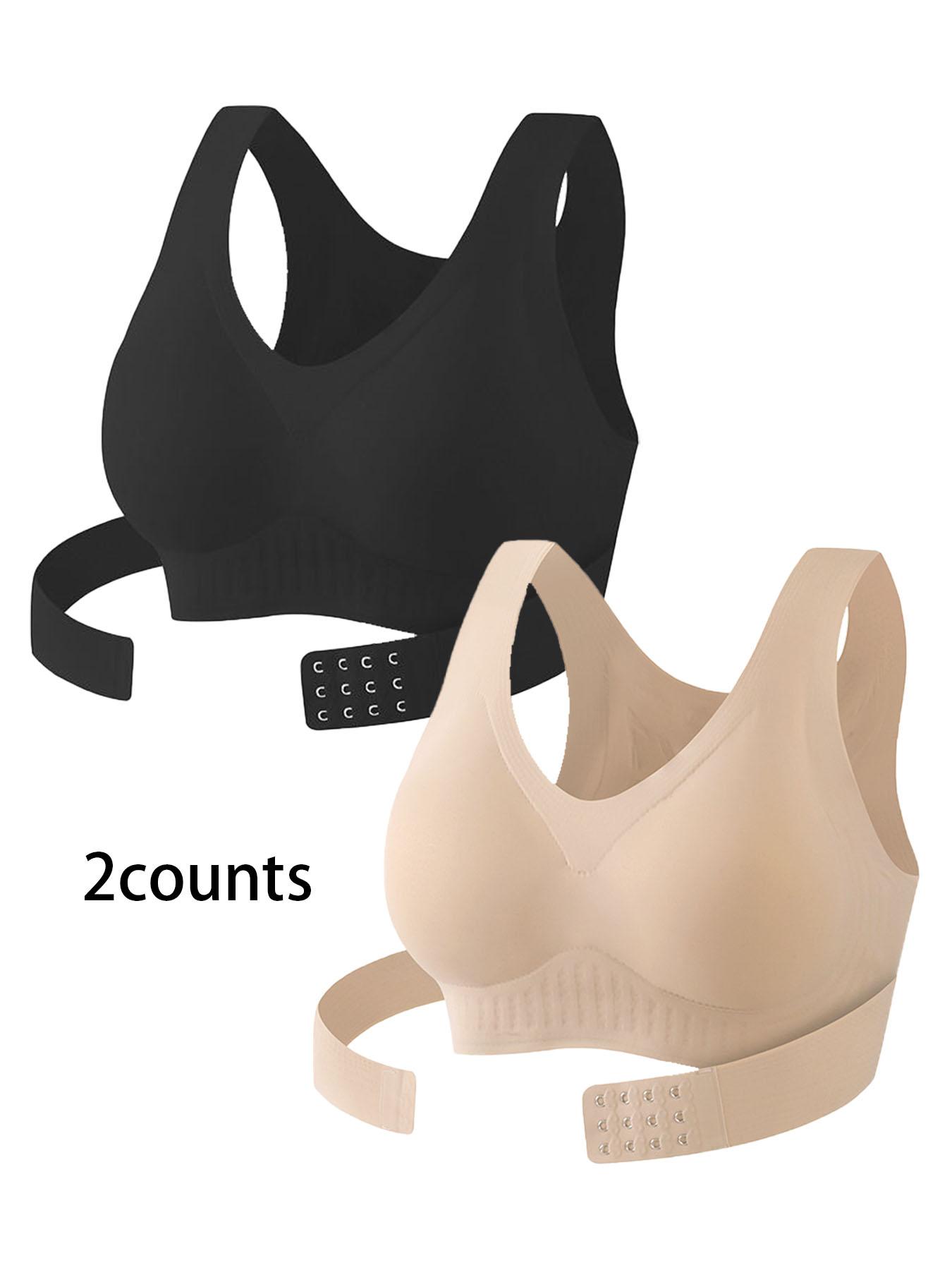 Women's Wireless Posture-Correcting Bra, Adjustable Waist Support, Medium Support, Full Coverage, Casual Plain Design, All Seasons Wear