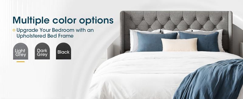 MUTICOR Upholstered Bed Frame with Tufted Wingback Headboard，【Frame Only No Mattress】 Modern Platform Bed with Wooden Slats Support -Non-Slip and Noise-Free，Full/King/Queen Bed Frame #TikTokShopBlackFriday #ChristmasGifts