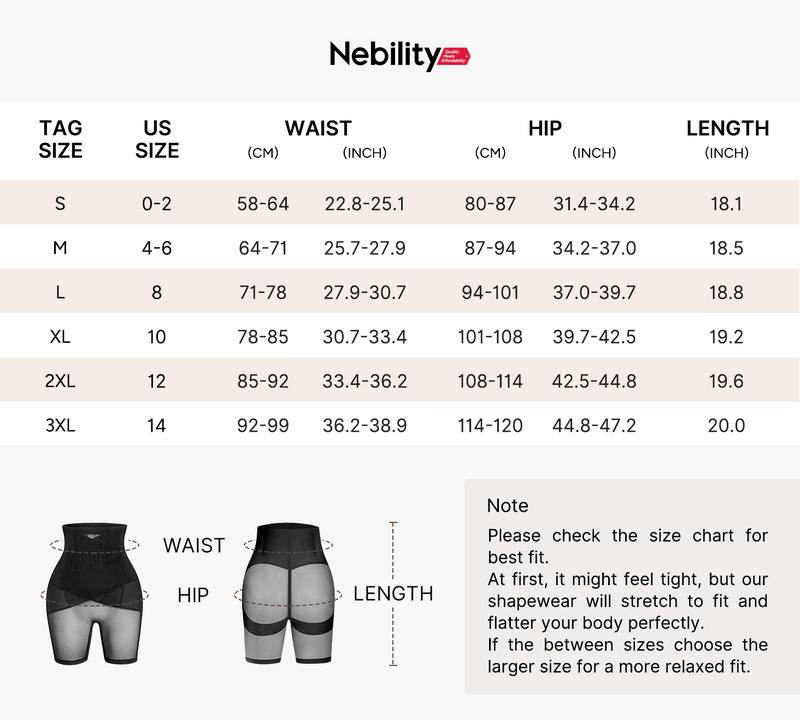 Nebility Mesh High-Rise Core Support Shaper Shorts Butt Lifter Thigh Slimmers Basic Womenswear