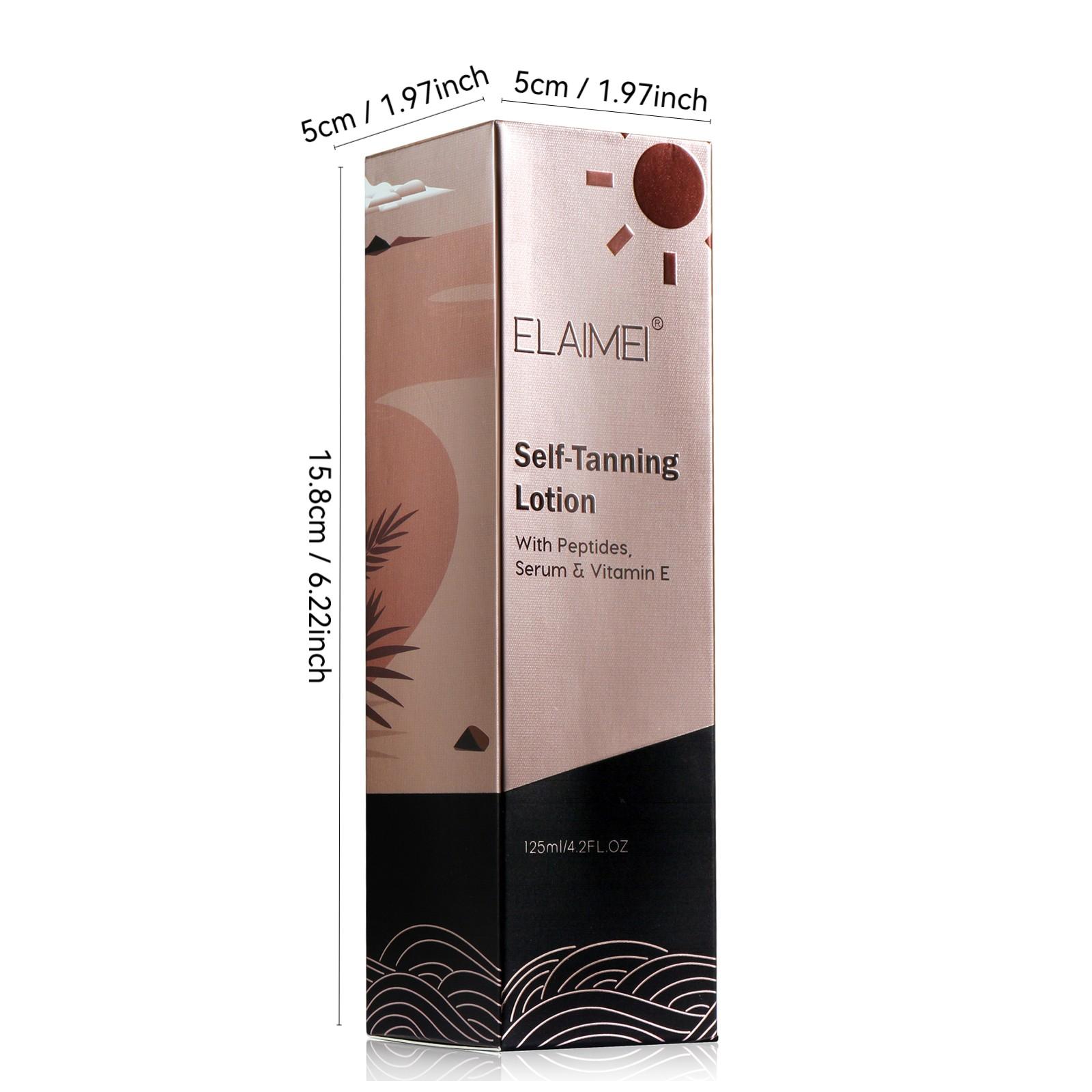 ELAIMEI Self-Tanning Lotion, 125 ml large size, provides quick tanning results and a long-lasting, even, sun-kissed glow that radiates vitality and confidence, making it easy to achieve a beautiful tan.