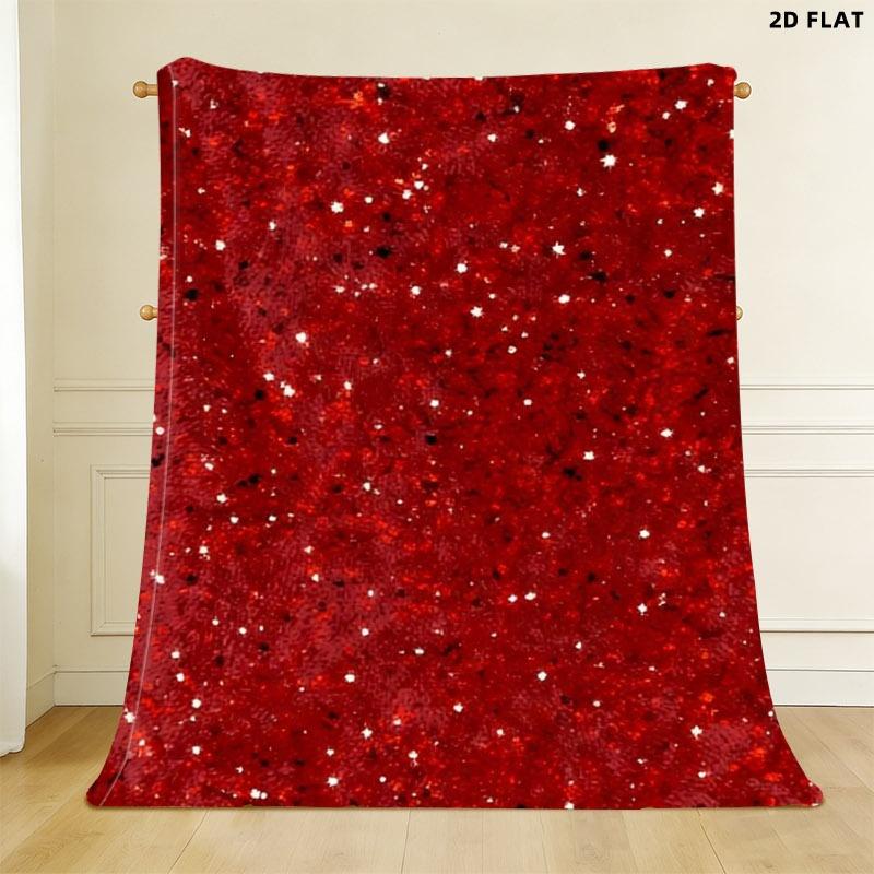Sparkling Red Speckled Throw Blanket, Single - sided Printed, Multiple Specifications Available, Glittery Fabric Material, Ideal for Nap/Relaxation Scenes, Eye - catching & Vibrant Design