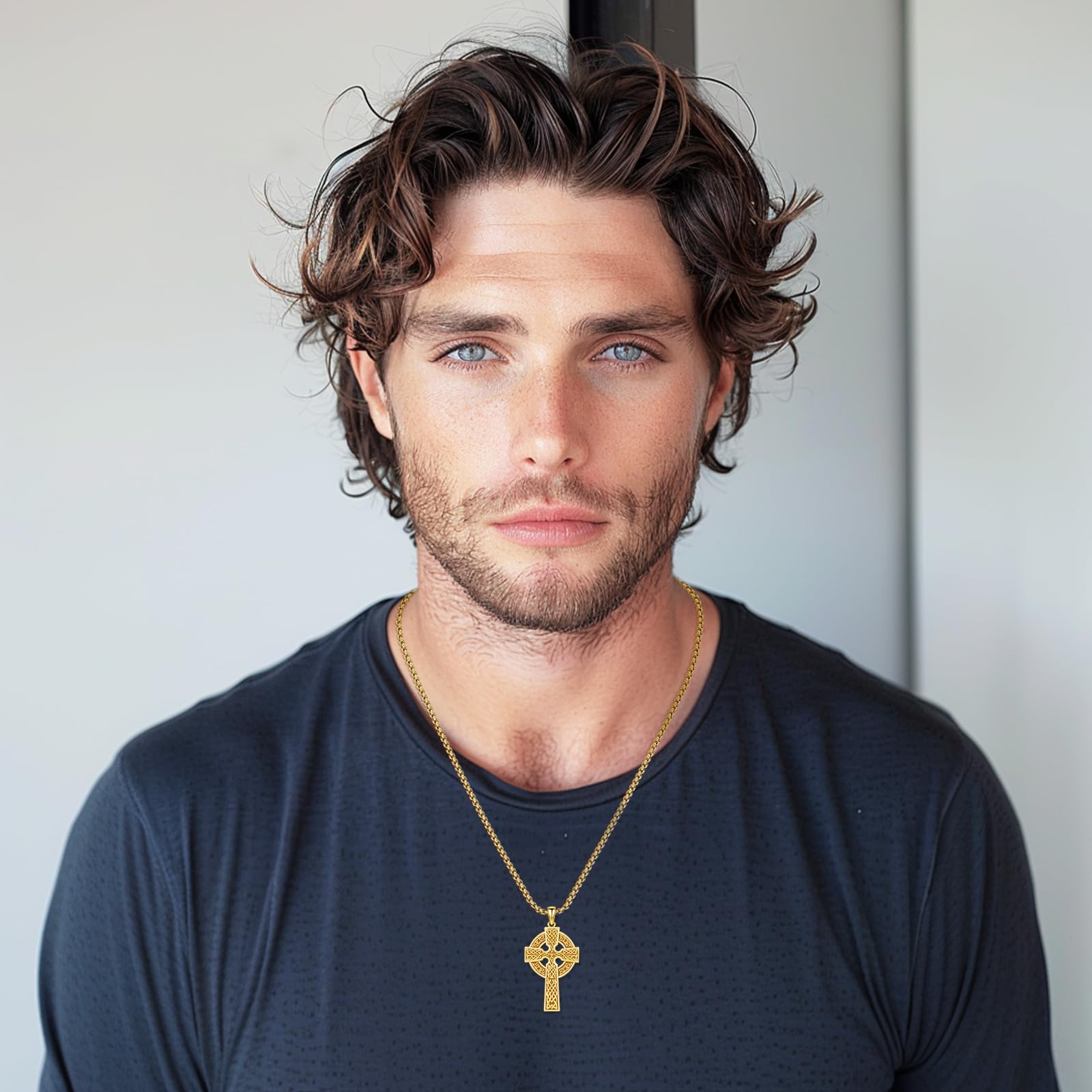 Thanches 925 Sterling Silver Celtic Cross Pendant Necklace for Men & Women, Unique Irish Trinity Knot with Evil Eye Design Perfect for Spiritual Protection and Stylish Accessories, Ideal Crucifix  Gift