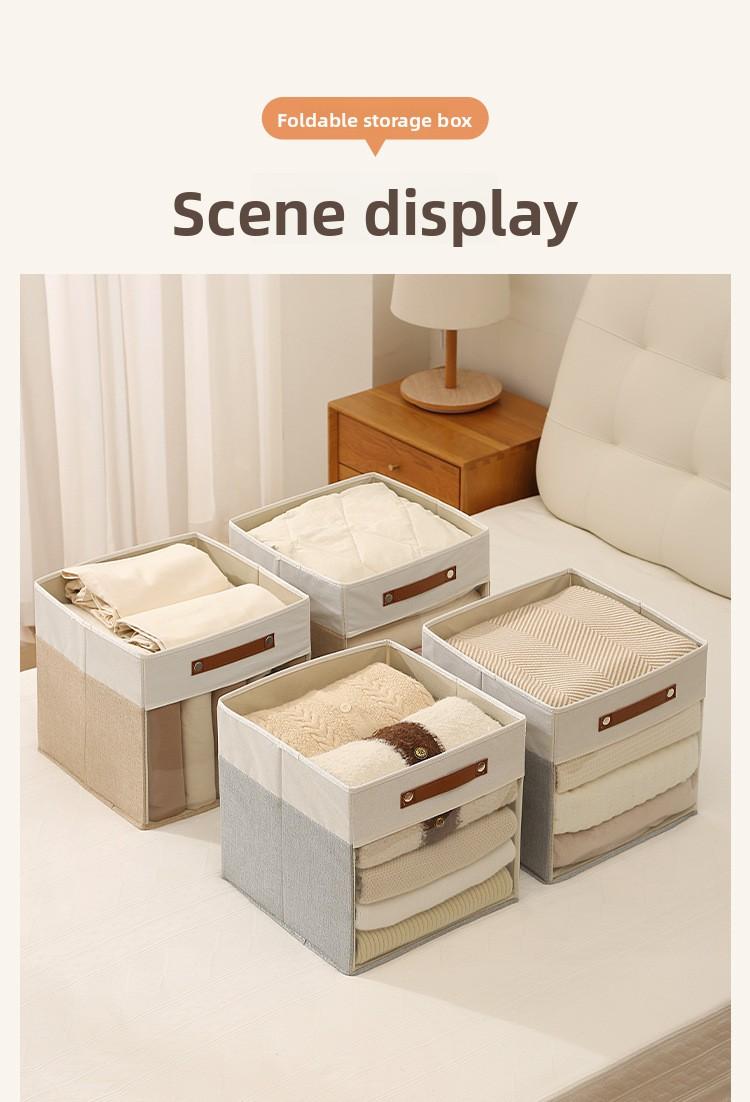 Square Storage Box with Clear Window, Non-Woven Fabric Organizer Bins, Visible Clothes Storage Container, Multifunctional Collapsible Basket for Home Closet