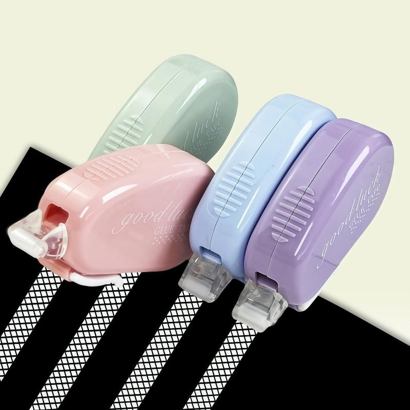 8pcs Four-Color Flip-Top Double-Sided Tape Set, Soft Colors, Large Capacity, Includes Roller, Smooth Adhesive, Ideal for Scrapbooking, Office Supplies