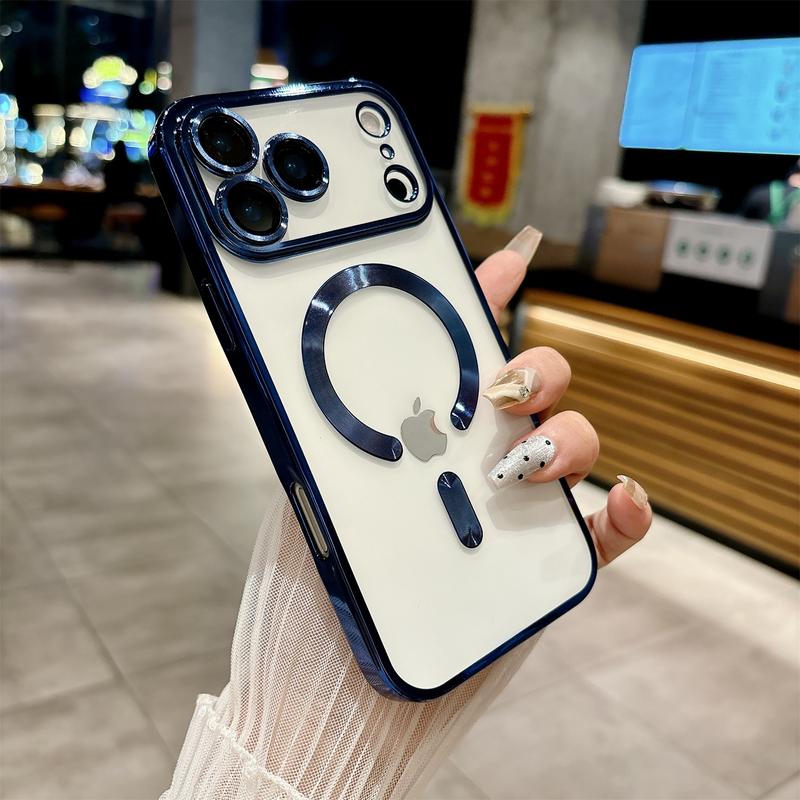 [Free!!Ship!] Shockproof TPU Transparent Case for IPhone 17 Pro Max 16 Plus 15 Mag Safe Heavy Duty All-Round Camera Lens Protector Soft Phone Cover