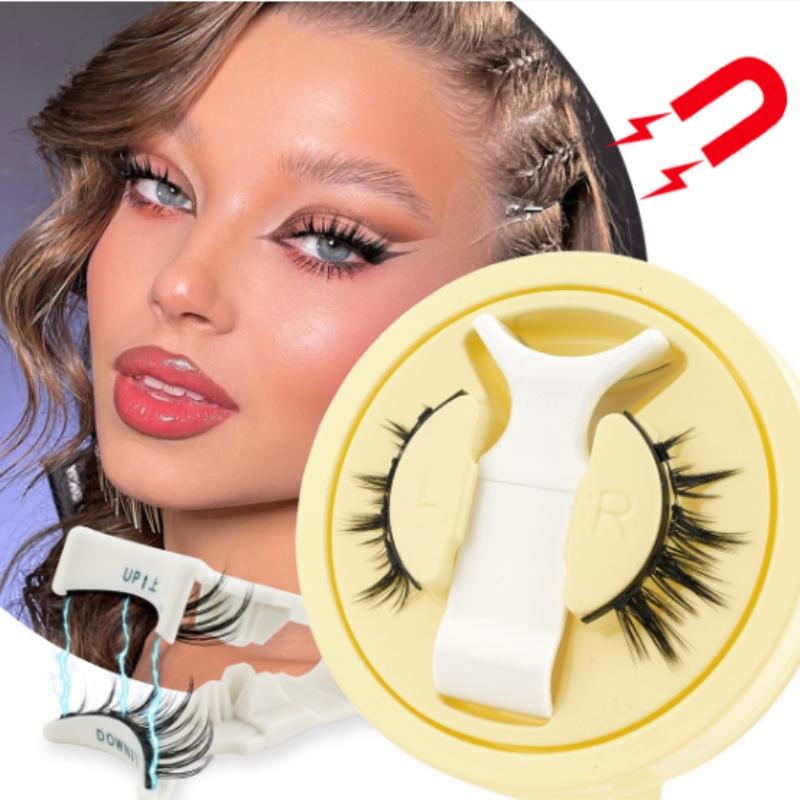 Magnetic Cat Eye False Eyelashes Reusable Waterproof Natural Thick No Glue Needed, Cross Design, Easy Application, Perfect for Daily Wear
