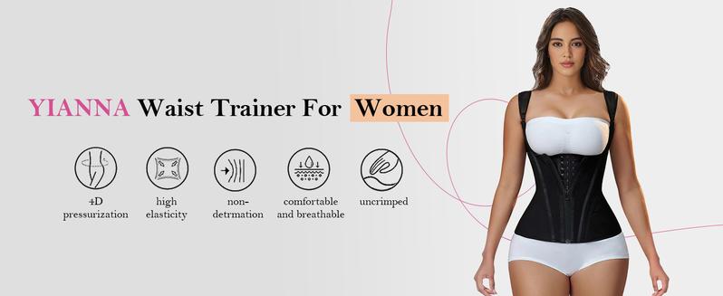 YIANNA Waist Trainer for Women for Tummy bridle Sports Workout Hourglass Vest Waist Cincher with Adjustable Shoulder Strap