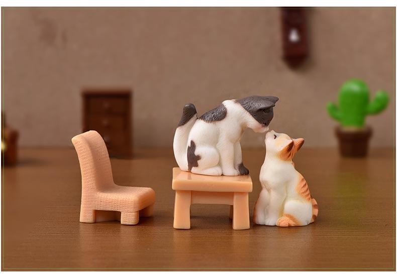 1pc Resin Cats Ornament Kitten Figurine Animal Miniature Fairy Garden Doll House Decoration DIY Micro Landscape Home Decor
