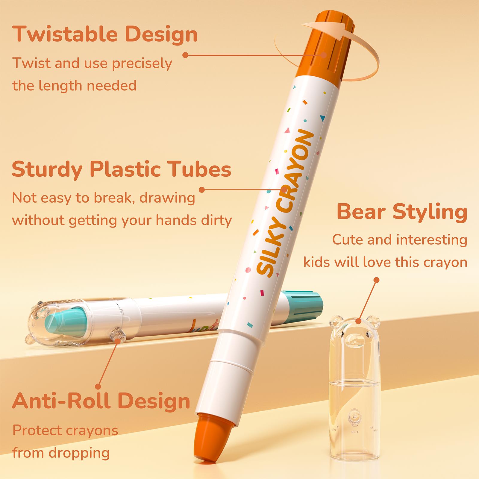 36/24/12Colors Washable Crayons, Twistable Crayons, Bear Crayons, for Toddlers/Kids, Non-Toxic Ultra-Silky, Easy-Grip School/Art Supplies, Ideal Coloring Gift for Boys/Girls, for children/beginners/artists/painting, Christmas gifts Colorful Illustrations