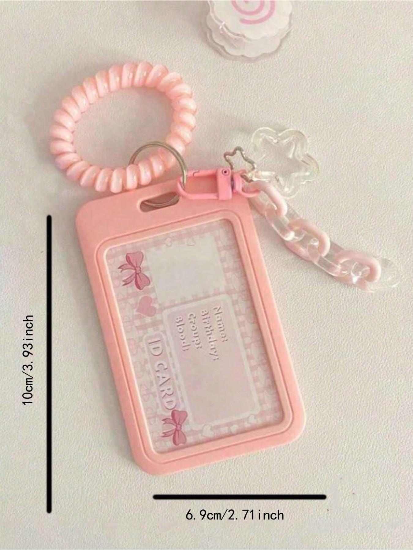 Transparent Star Pendant Keychain Card Holder, Durable ID Case, Maroon Acrylic Decorative Chain, Jelly Color Elastic Hair Tie