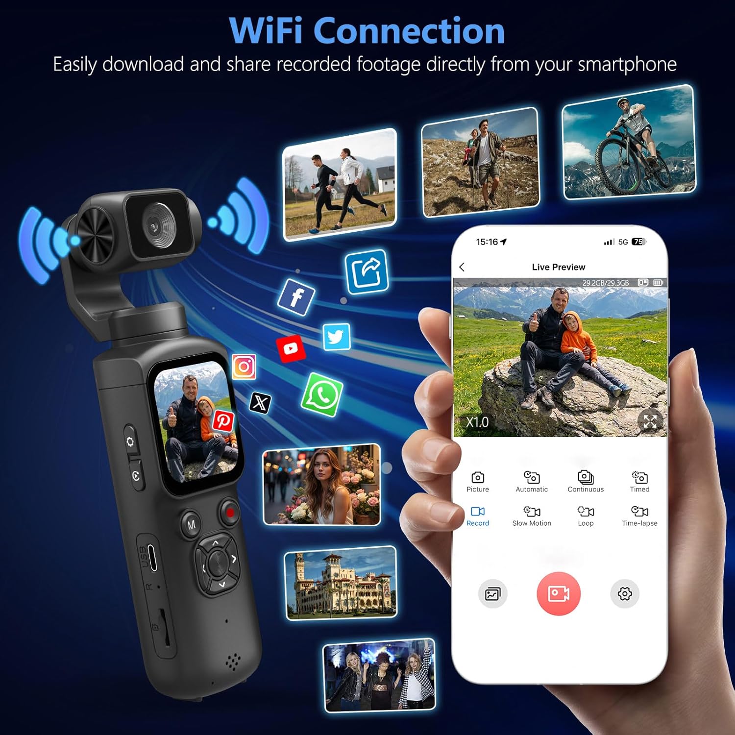 4K Pocket Camera for Vlogging,75MP Handheld Vlogging Camera with 330? Rotating Lens,WiFi,1.72" Screen, ,16GB TF Card & Tripod,Pocket Camcorder for Daily Recording(Gunmetal) 4K Pocket Camera for Vlogging,75MP Handheld Vlogging Camera with 330? Rotating Lens,WiFi,1.72" Screen, ,16GB TF Card & Tripod,Pocket Camcorder for Daily Recording(Gunmetal)