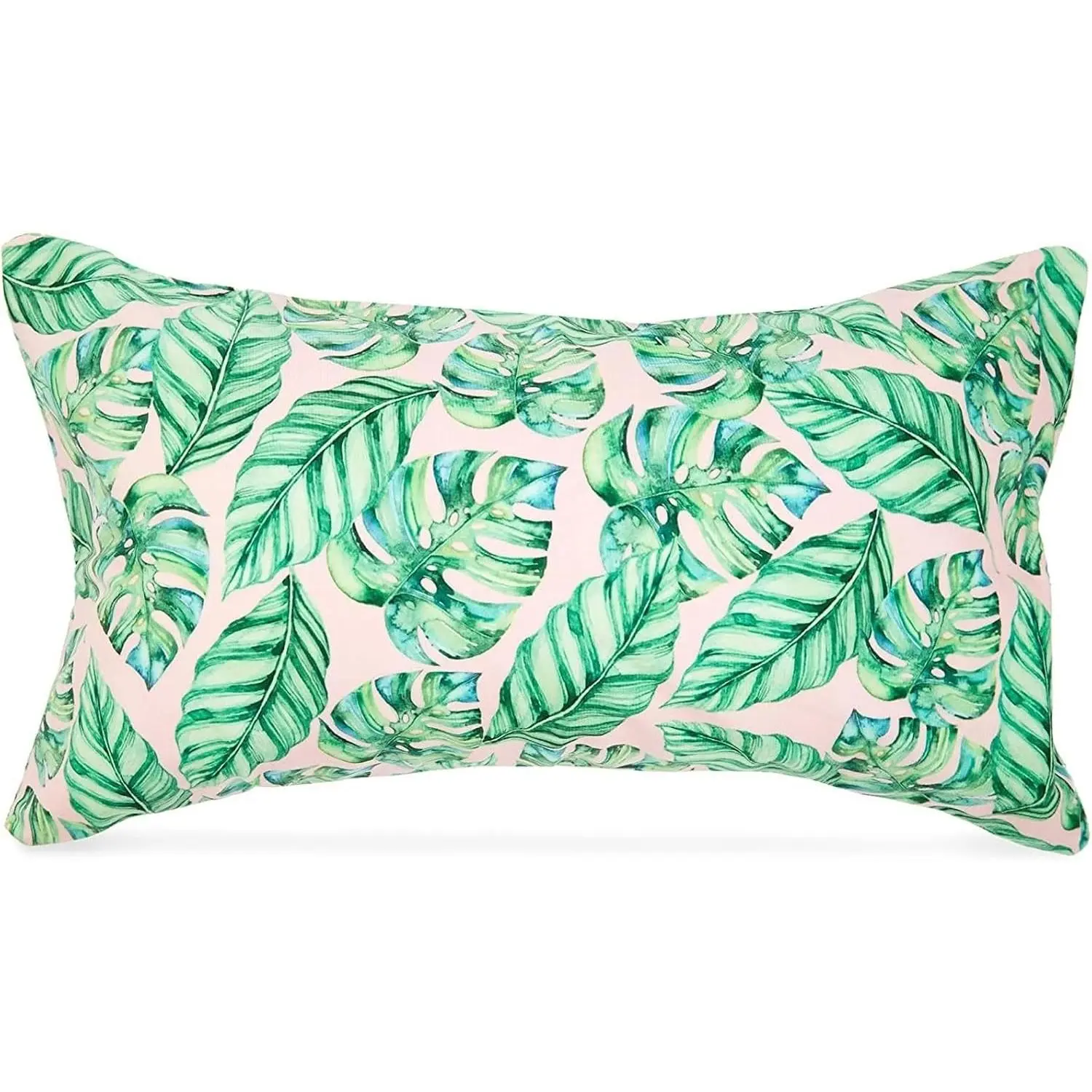 Blow Up Pool Pillow - 17 x 10 in - Tropical Leaves Pattern - Inflatable Pillow for Pools