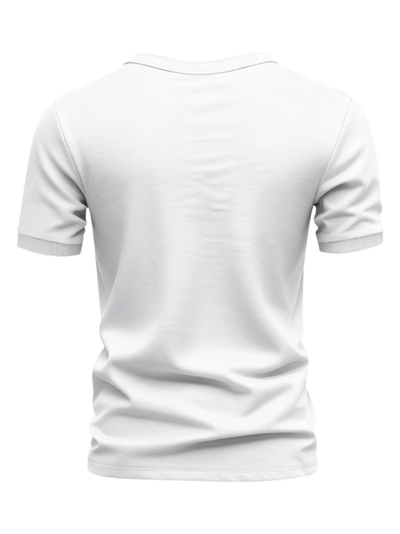 Men's Vintage Summer Loose-Fit Short Sleeve T-Shirt, Henry Collar Plain Color Quick-Dry Breathable, Casual Fashion for Men