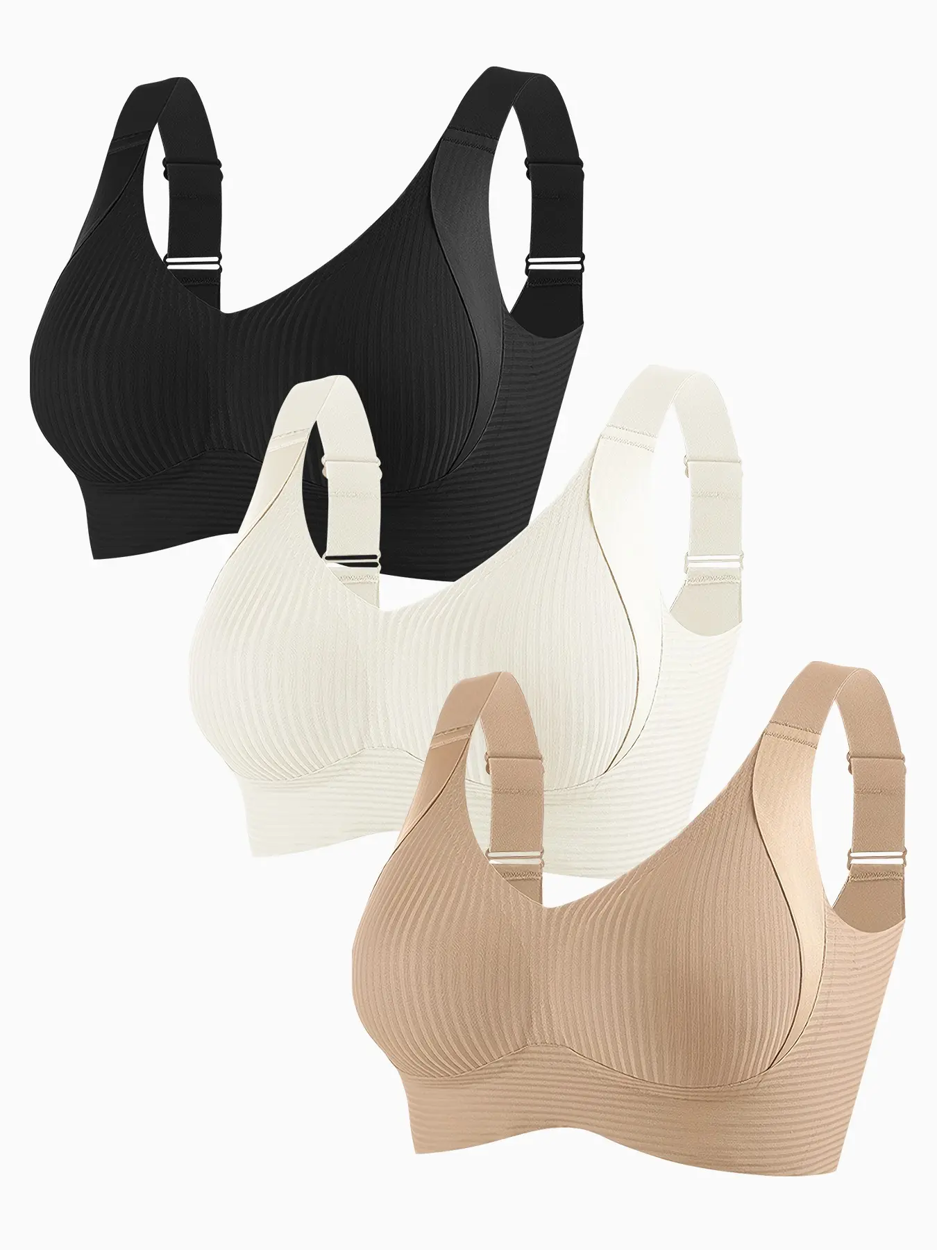 Women's Lingerie Set, Back Closure Design, Adjustable, Push-Up, Seamless, Wire-Free, Comfortable, Medium Support, Casual, All Seasons