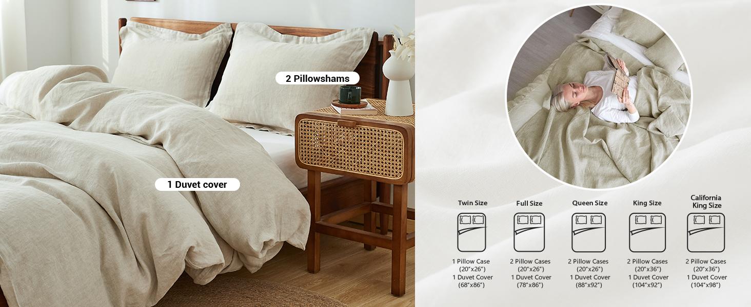 Simple&Opulence 100% Linen Duvet Cover Set, Pure Natural French Flax Purple Duvet Cover, Breathable Soft Comfy Linen Bedding Comforter Cover with Pillowcase