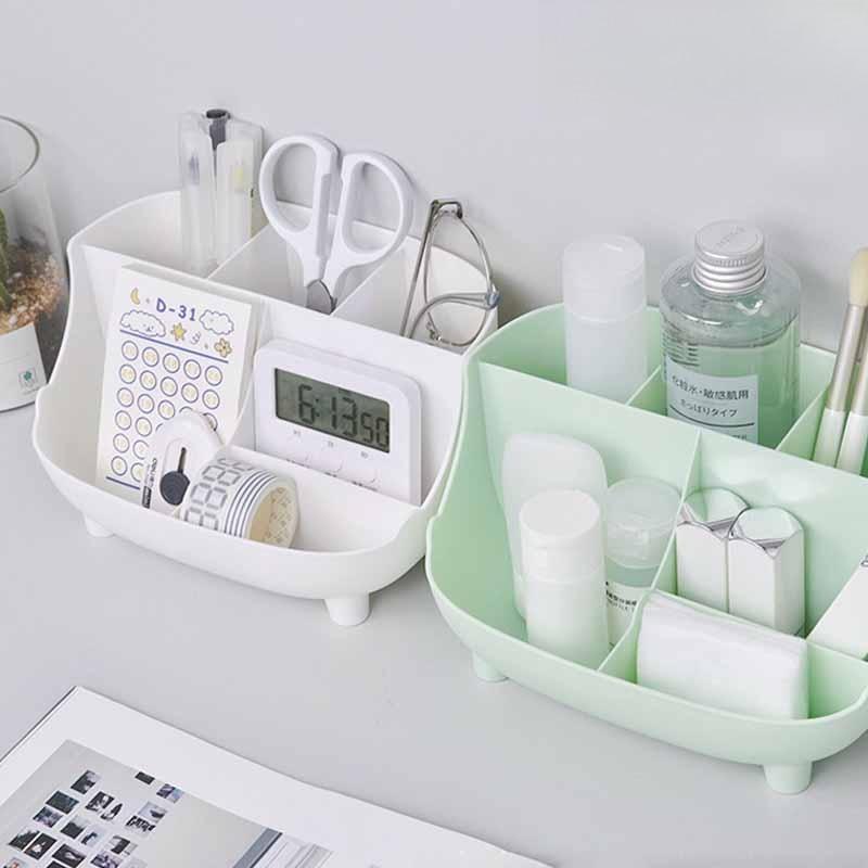 Multifunctional Large Capacity Desktop Organizer, Makeup & Stationery Storage Box with Multiple Compartments, Dustproof Portable Case for Dorm, Office, School Supplies