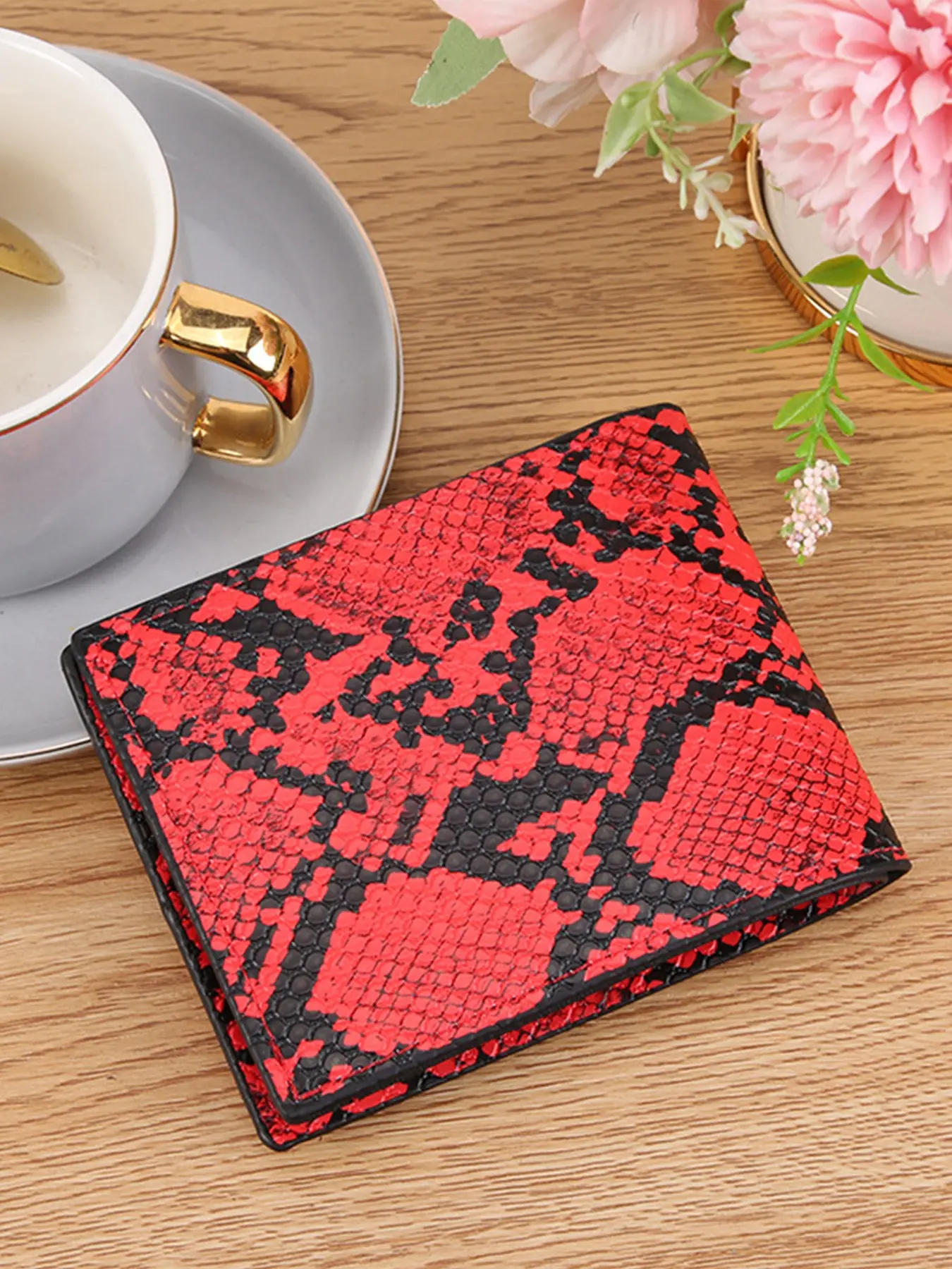 Snake Skin Bifold Wallet, PU Leather Ultra-Thin Credit Card Holder, Portable Coin Cash Card Case, Unisex Design, Stylish and Practical