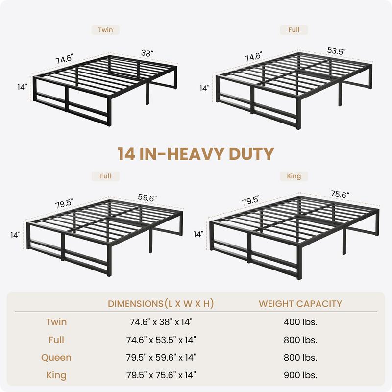 SHA CERLIN Heavy Duty Metal Bed Frame, 14"/18" Height Platform Bed Base, Twin/Full/Queen/King Size Steel Slats Support,No Box Spring Needed,Queen Bed Frame Twin Bed Frame#ChristmasGifts#TikTokShopBlackFriday