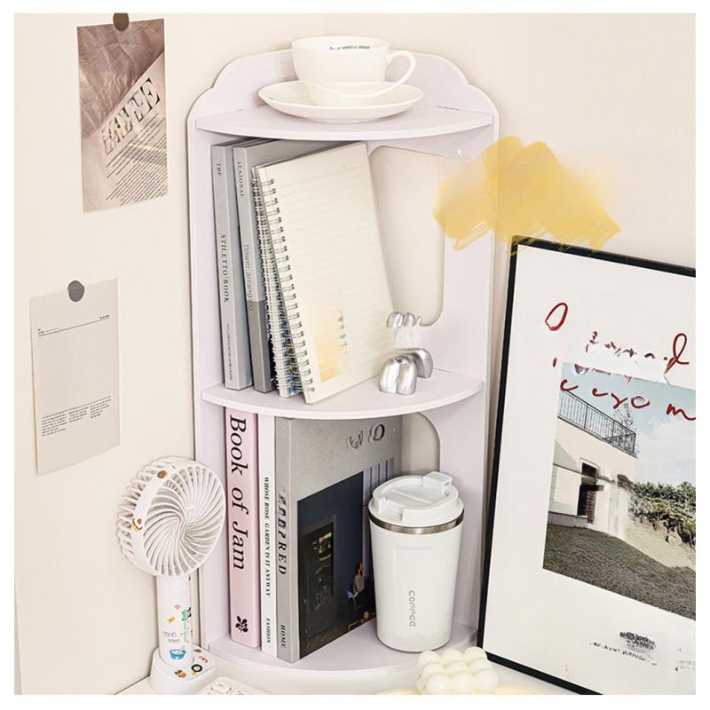 Space-Saving Multi-Layer Table Corner Rack, Stylish Wood Plastic Storage Shelf with Round Corners, Perfect Gift for Books, Cosmetics, Office Supplies, Table Organizers