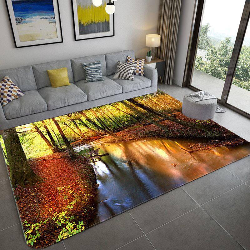 Green Forest Tree Hole Flannel Area Rug - Realistic Jungle Landscape Print Soft Mat for Living Room, Non-Slip Nature Home Decor#ForestRug #TreeHoleMat #JungleLandscapeDecor #RealisticCarpet #NonSlipFlannelRug