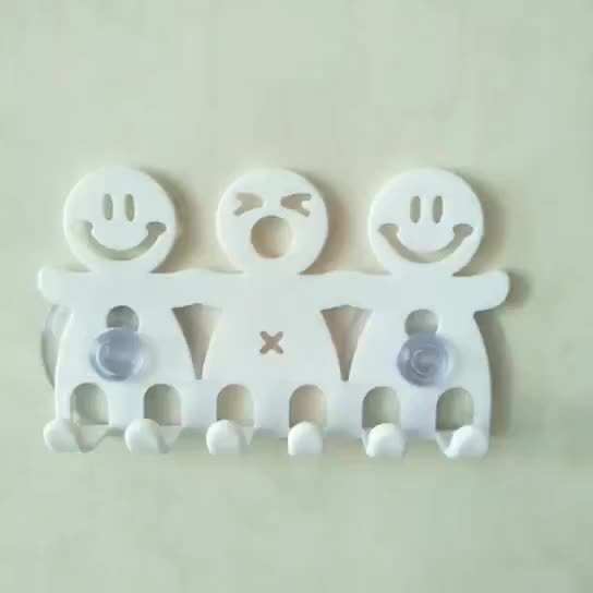 Smiley Face Wall-Mounted Toothbrush Holder with Suction Cups - 5 Position Toothbrush Storage Rack - Portable Bathroom Accessories