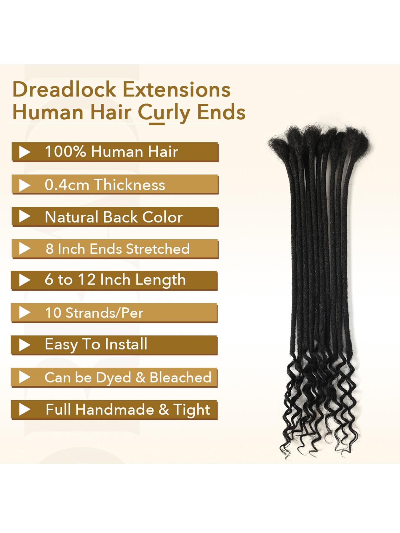 Loc Extension Human Hair 0.4cm Width 12inch 30 Strands 100% Full Handmade Permanent Dreadlock Extension Human Hair for Women/Men/Kids Can Be Dyed Bleached Curled