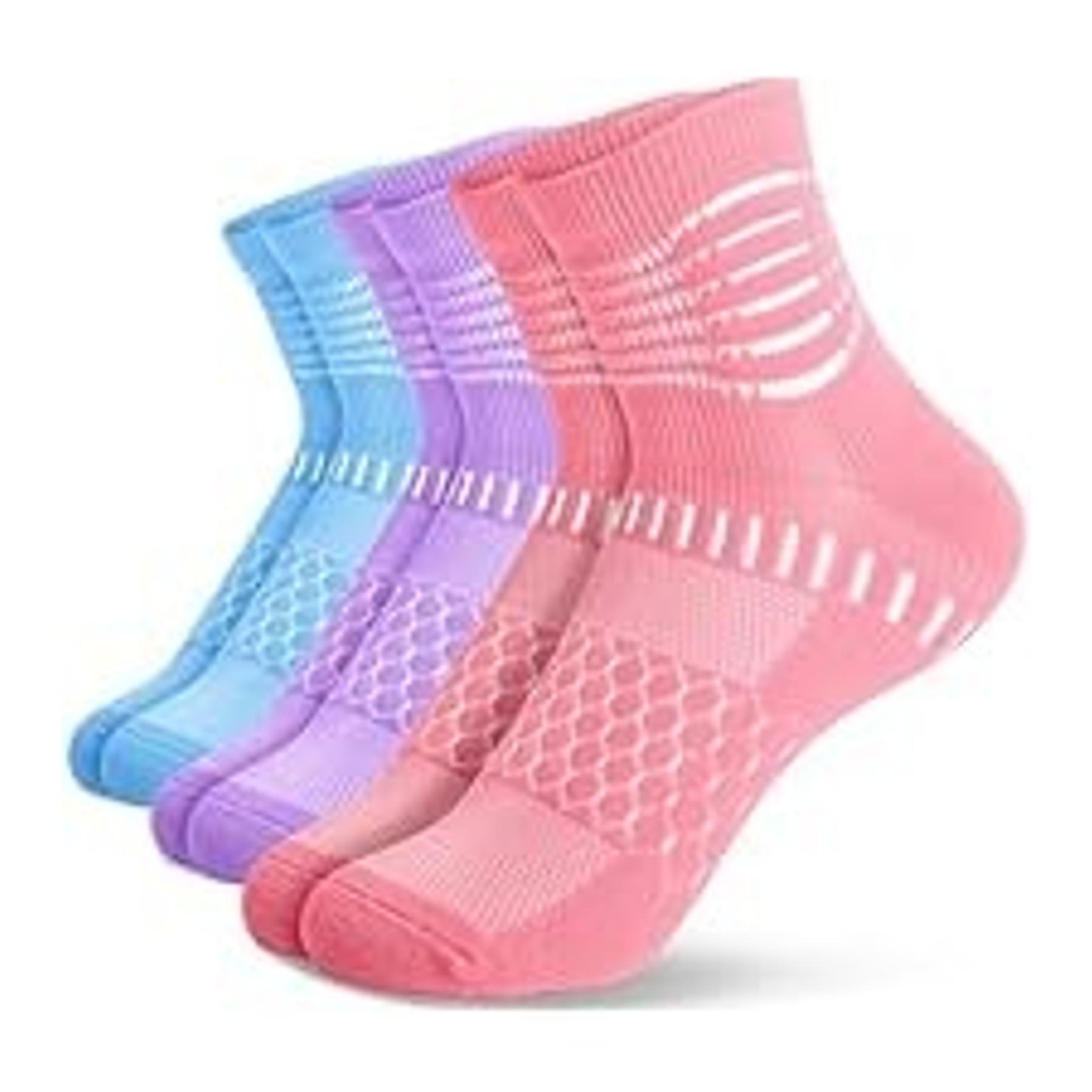 Light Compression Socks for Women Arch Support Athletic Cushioned Anti-Blister Comfort Running Ankle Socks 3/5 Pairs