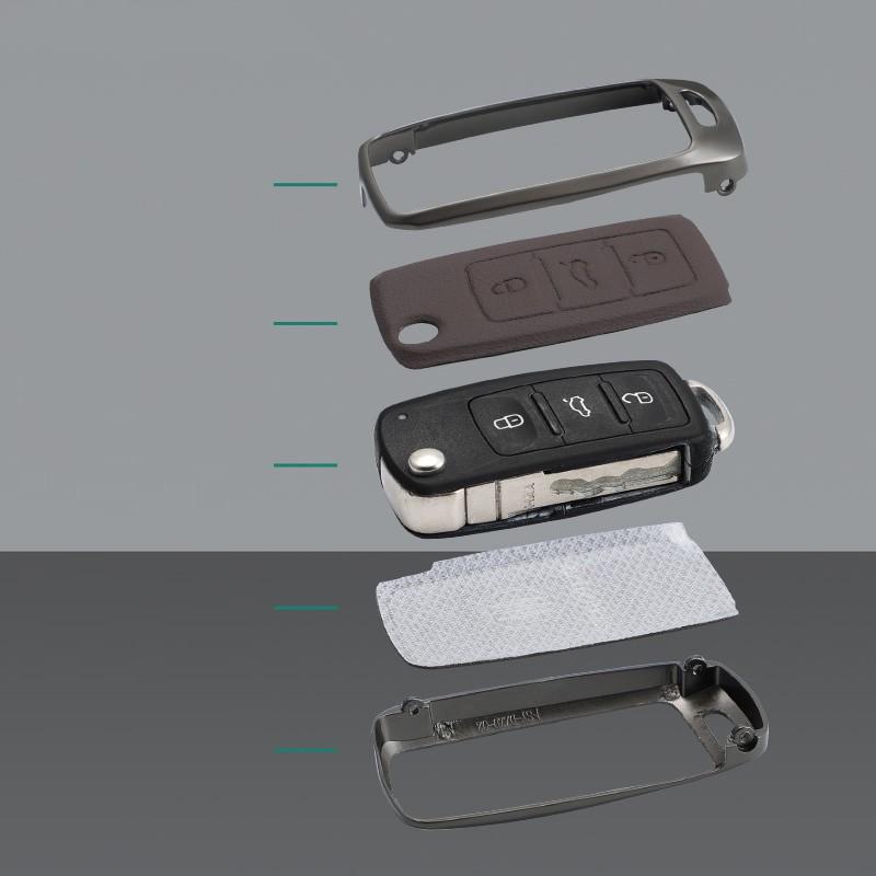 Zine Alloy Leather Car Key Case Shell Cover Bag Holder Keychain For VW Volkswagen Polo Tiguan Passat Golf Jetta Lavida Auto Key Protection Accessories Car Key Protector