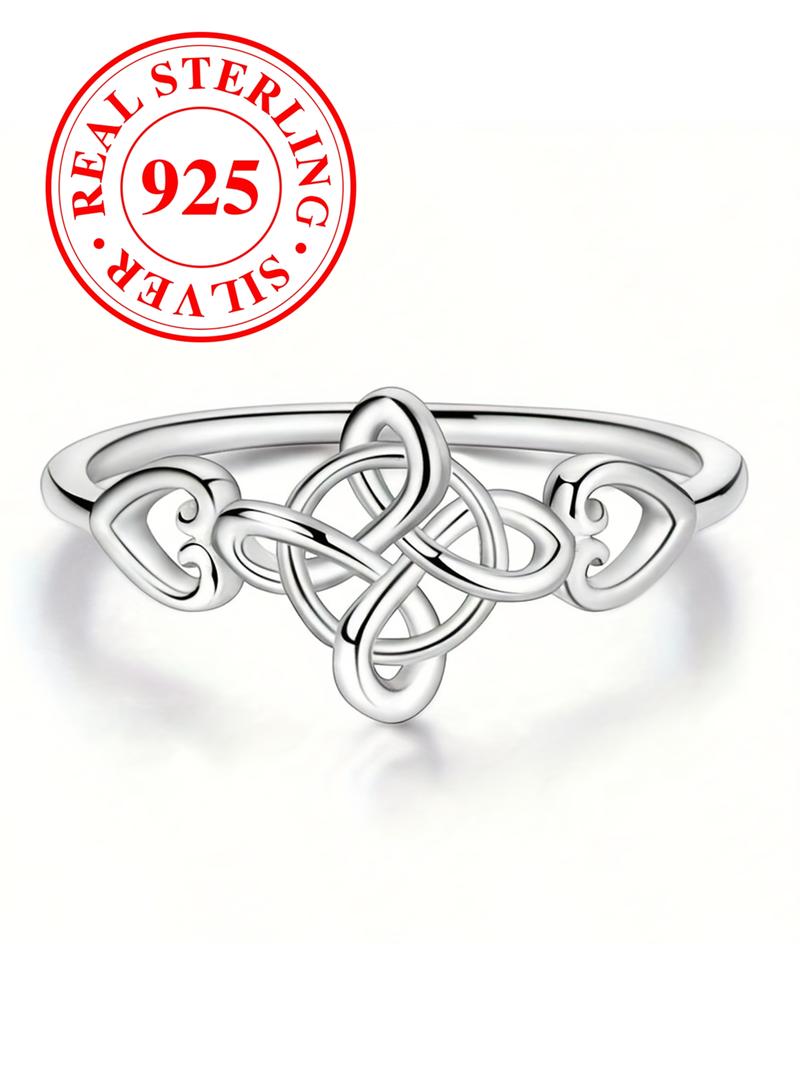 S925 sterling silver exquisite Celtic knot ring Elegant Casual Ring ladies fashion elegant unique design suitable for everyday party wear jewelry Valentine's Day gift（with box）