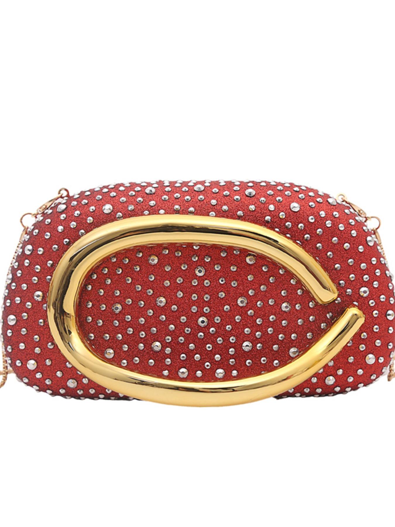 New Flashy Rhinestone Shoulder Bag, Crystal Decor Top, Spacious Interior, Chain, Y2K Style, Perfect for Parties, Nightclubs, Concerts