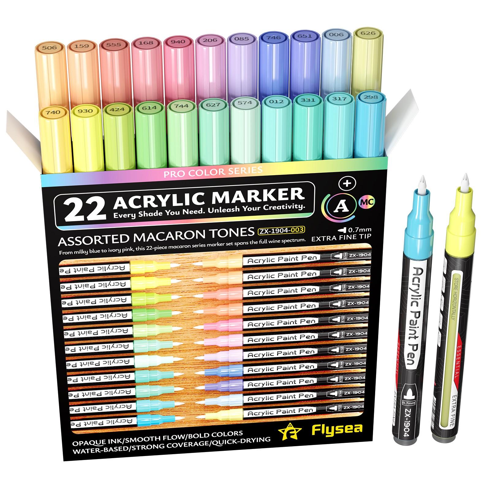 22 Colors Valveless Liquid Marker Pens, 10 Color Families, Fine Tip 0.7mm, Quick-Dry Ink, Ideal for Art, Craft, and DIY Projects, Art Paint Marker